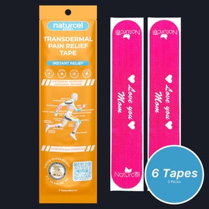 ナチュルセル スポーツ 経皮鎮痛テープ キネシオロジーテープ 関節痛、筋肉痛、背中、膝痛に 3 パック (合計 6 ストリップ、1 パックあたり 2 枚)
