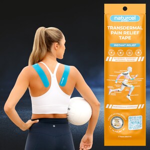 Naturcel Sport 経皮鎮痛テープ、キネシオロジーテープ、関節痛、筋肉痛、背中、膝、肘、肩の痛み、伸縮性ストリップ 2 枚 画像 3