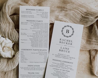 Vertical Wedding Program Canva Template: Minimalist Modern Design (Digital Download)