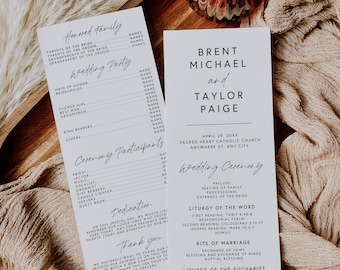 Minimalist Wedding Program Canva Template: Modern Catholic Design (Digital Download)
