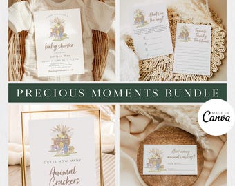 Noah's Ark Baby Shower Bundle: Gender Neutral Invitation, Games (Canva Templates)