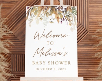 Falling in Love Baby Shower Welcome Sign Templates | 18x24" | 24x36" | Poster | Canva Template | Fall Baby Shower | Boho Baby Shower