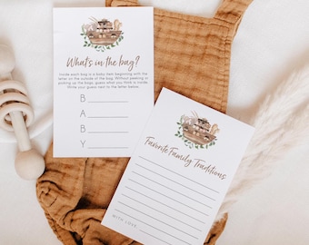 Noah’s Ark Baby Shower Games: Family Traditions, What’s in the Bag (Canva Template)