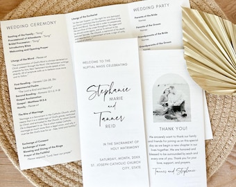 Catholic Wedding Program Trifold Template: Customizable Brochure (Digital Download)
