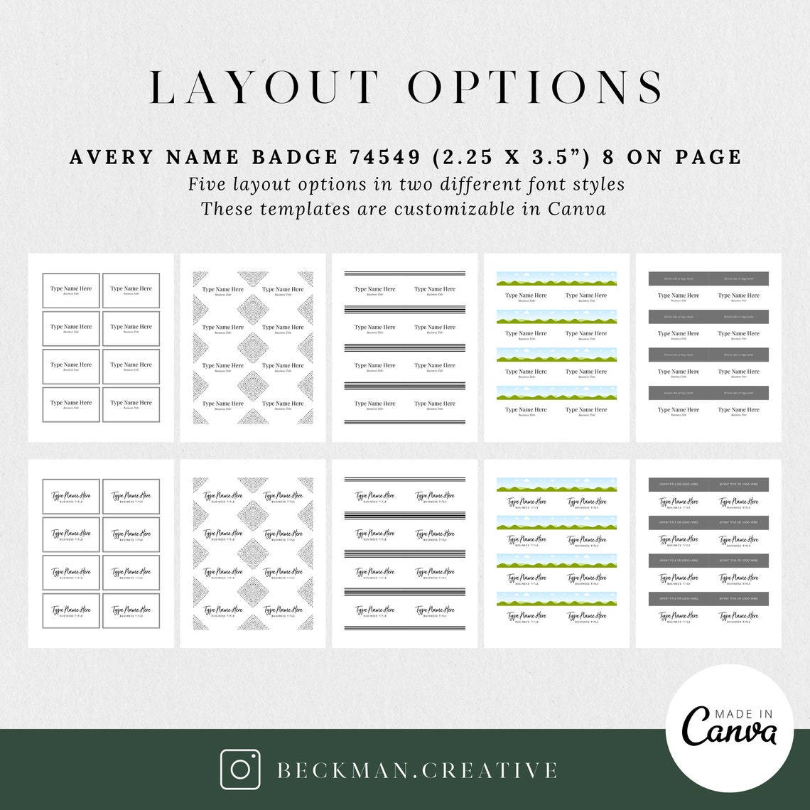 Customizable Name Badge Canva Templates: Avery Compatible (digital ...