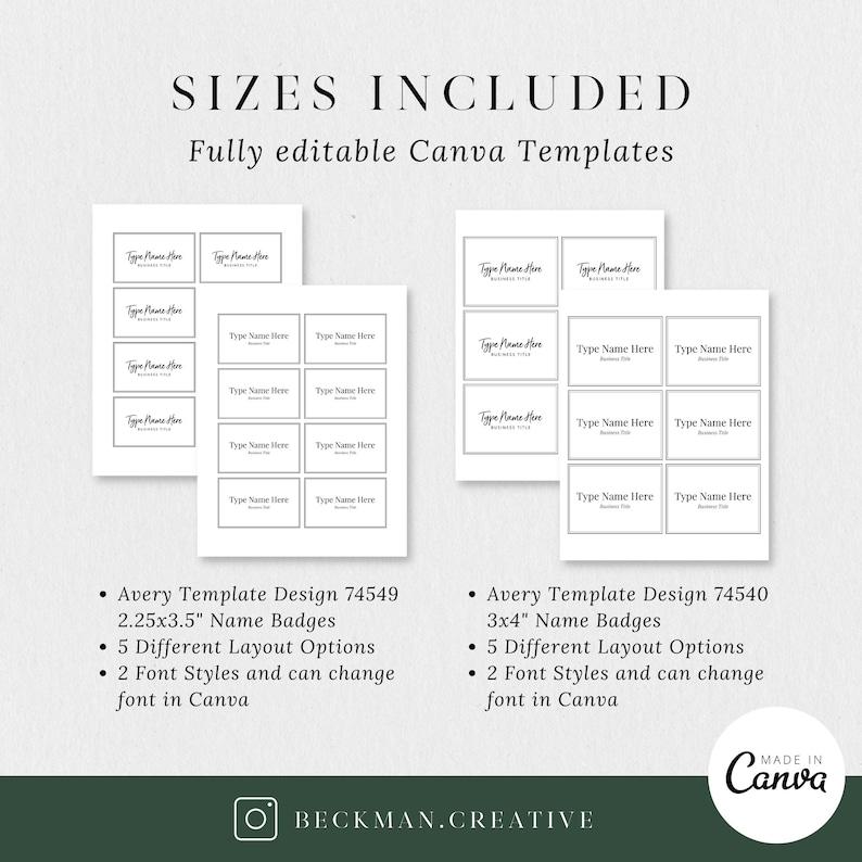 Customizable Name Badge Canva Templates Avery Name Badge Avery 74549