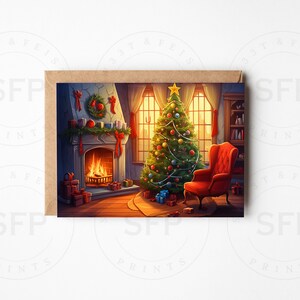 Christmas by the Fireplace greeting card