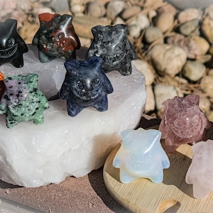Gengar Crystal Carvings,  1 inch tall, natural stone,