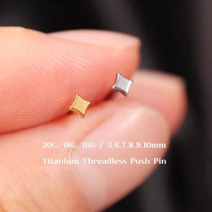 20G/18G/16G Titanium Star Threadless Push Pin Labret Stud, Star Flat Back Earring, Body Piercings, Cartilage Tragus Helix Conch Nose Stud
