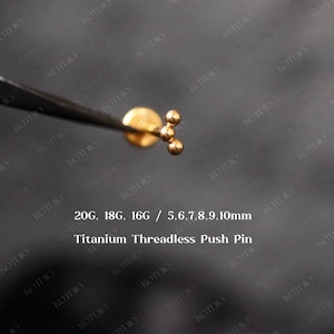 20G/18G/16G Titanium Climber Bead Flat Back Earring, Curved Bead Threadless Push Pin Labret, Cartilage Stud, Tragus Stud, Helix Conch Stud