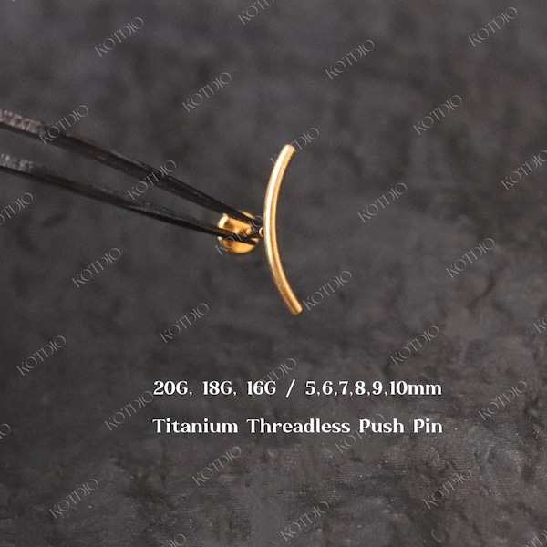 Piercing de titanio de 20/18/16 g con barra redonda y pasador sin rosca para labio, parte trasera plana y curva, para cartílago, trago, hélix y caracola.