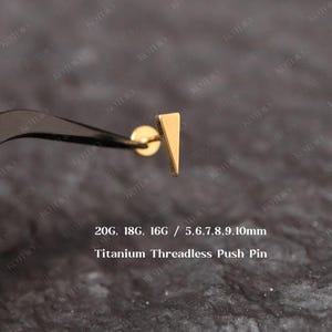 20G/18G/16G Titanium Spike Threadless Push Pin Labret, Triangle Flat Back Earring, Cartilage Earring, Tragus Stud, Helix Stud, Conch Stud