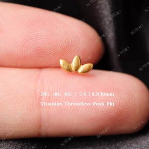 20G/18G/16G Titanium Climber Flower Threadless Push Pin Labret, Climber Flat Back Earring, Cartilage, Tragus Helix Conch Earring, Nose Stud