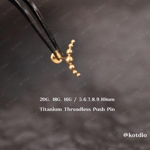 20G/18G/16G Titanium Climber Bead Flat Back Earring, Curved Threadless Push Pin Labret, Cartilage Earring, Tragus Stud, Helix Conch Stud