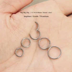 20G/18G/16G Titanium Implant Grade Hinged Segment Nose Ring, Septum Clicker Ring, Daith Hoop Earrings, Nose Hoop, Septum Ring, 6-10mm Hoop