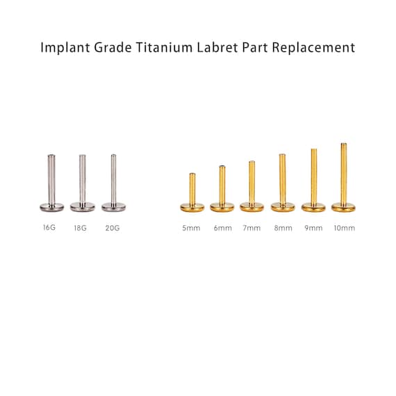20G 18G 16G, 5 6 7 8 9 10mm Titanium Threadless Post Replacement, Push Pin Labret Bar, Flat Back, Conch, Helix, Cartilage, Nose Stud Post