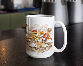 Mushroom Coffee Mug, Whimsical Ceramic Mug, 15 oz