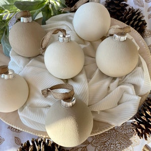 Set of 6 Neutral Textured Christmas Ornaments| Matte Finish| Perfect for Pinterest-Worthy Trees