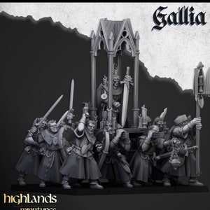 Bretonnian Grail pilgrims with Reliquary  - HIghland Miniatures