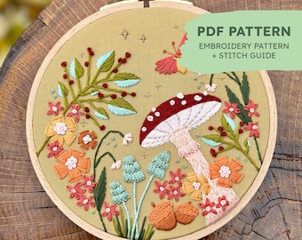 Fall Hand Embroidery Pattern | Woodland Whimsy | Intermediate Embroidery Pattern | PDF Embroidery Pattern + Stitch Guide | Instant Download