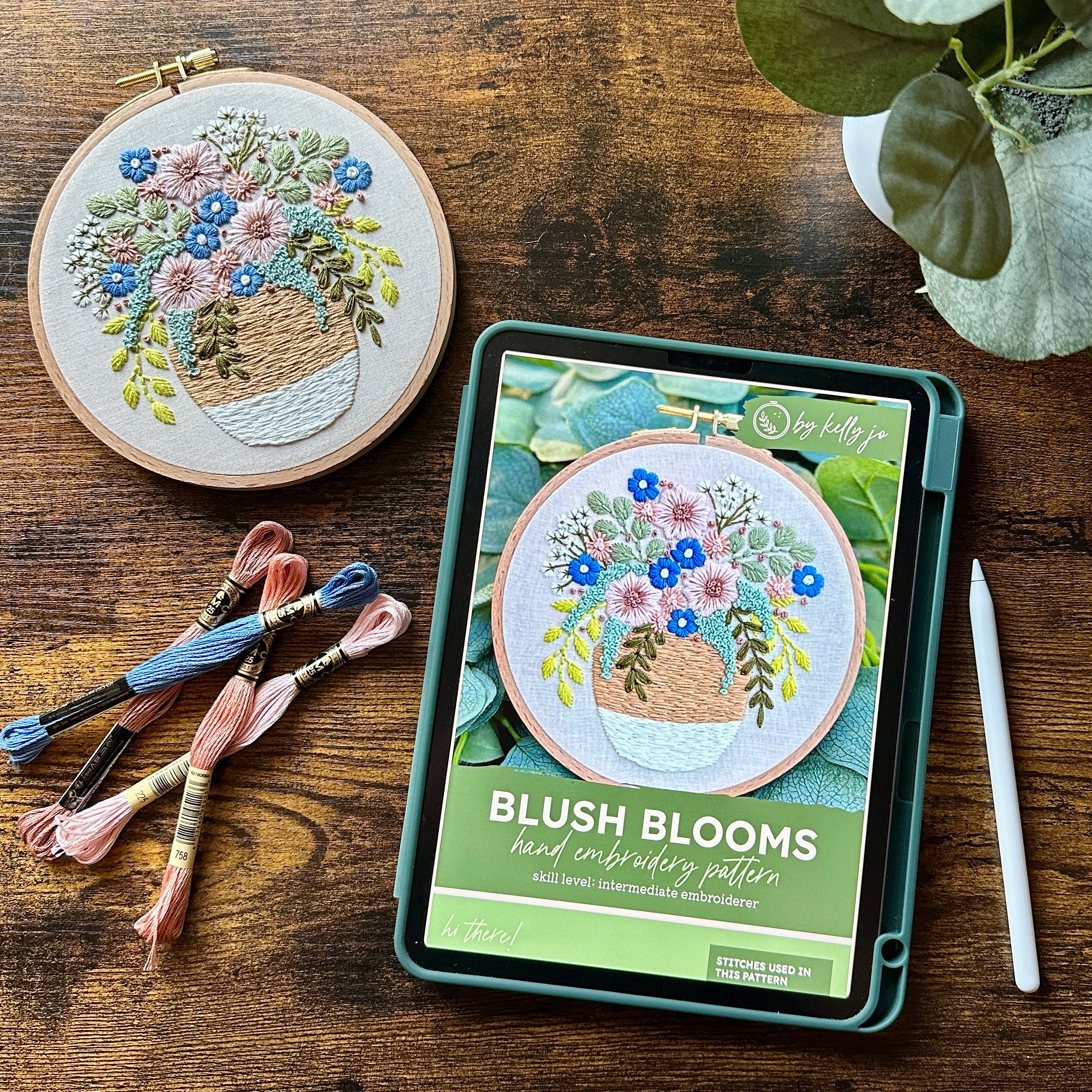 Floral Hand Embroidery Pattern | Blush Bouquet + Blush Blooms | PDF ...