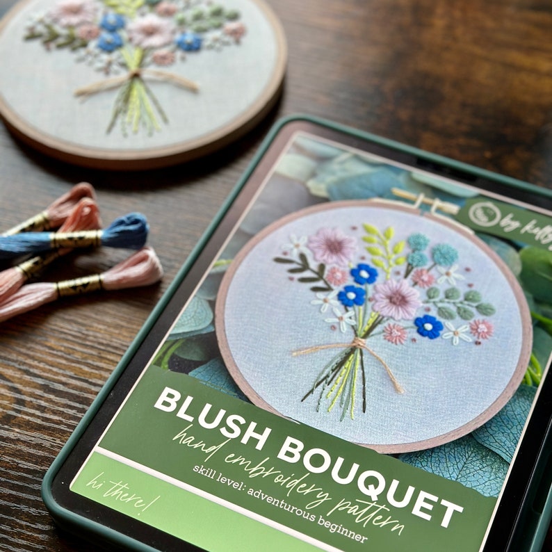 Floral Hand Embroidery Pattern | Blush Bouquet + Blush Blooms | PDF ...