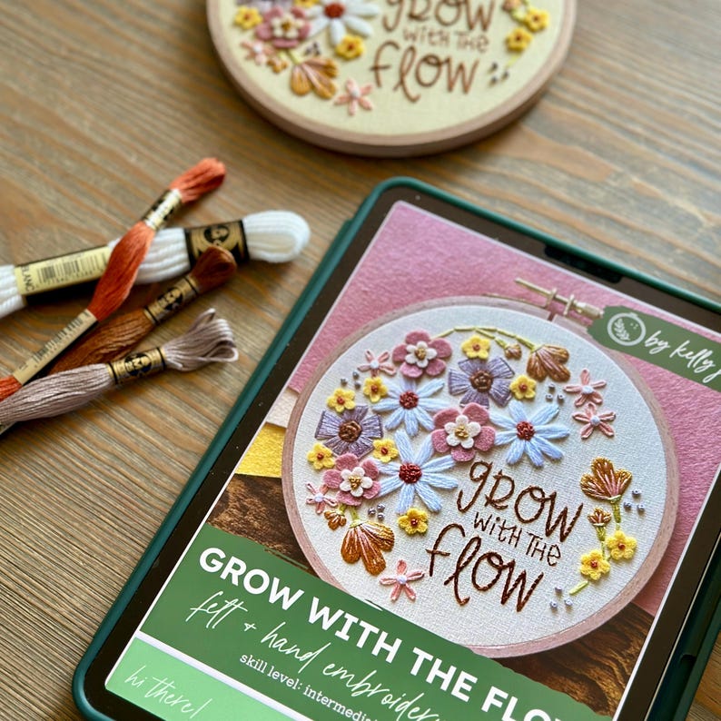 Hand Embroidery Pattern | Grow With the Flow | Felt Embroidery Pattern ...