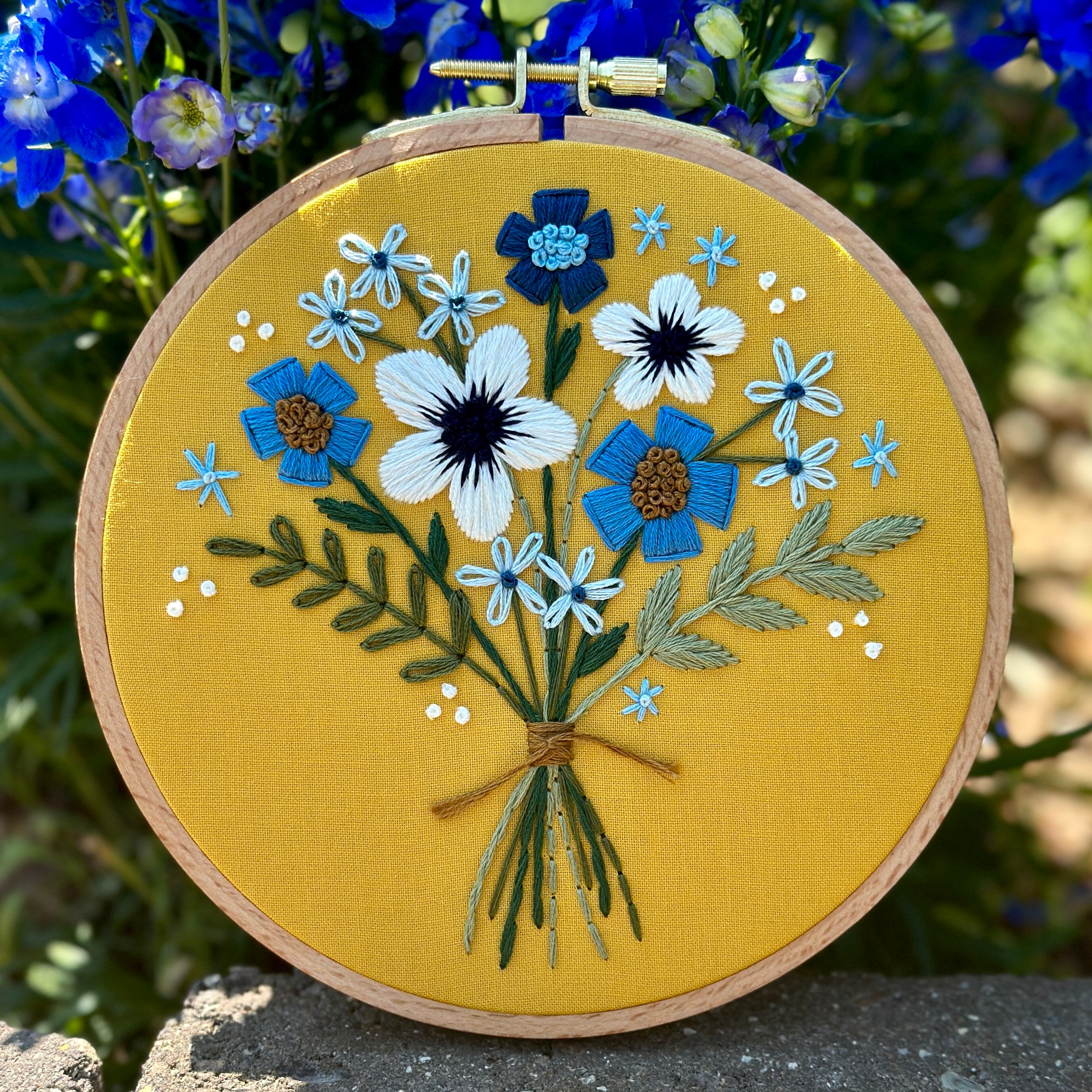 Hand Embroidery Pattern | Blue Bouquet | Beginner Embroidery Pattern ...
