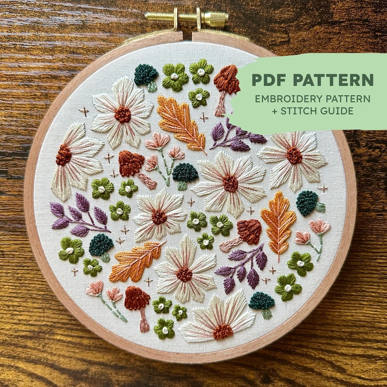 Fall Hand Embroidery Pattern | Forest Foliage | Intermediate Pattern ...