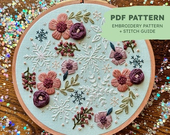 Holiday Hand Embroidery Pattern | Winter Wonderland | Intermediate Embroidery Pattern | Embroidery Pattern + Stitch Guide | PDF Download