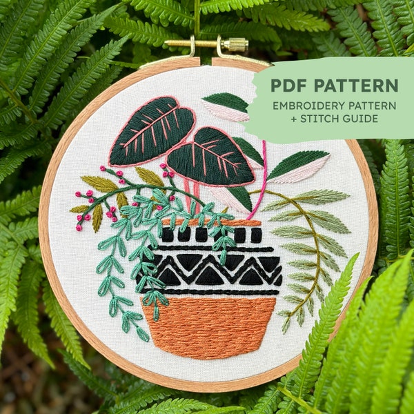 Hand Embroidery Pattern | Blushing Botanicals | Intermediate Embroidery Pattern | PDF Embroidery Pattern + Stitch Guide | Instant Download