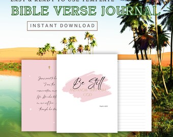 PLR Bible Verse Journal, Diario stampabile, Diario digitale, Diario per donne, Diario Canva, Modello di diario, Uso commerciale e personale