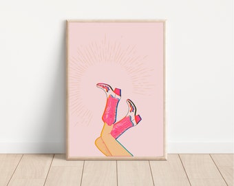 Pink Cowgirl Boots Digital Print | Cowgirl Boots Wall Decor | Printable Wall Art | Western Wall Decor | Western Downloadable Print