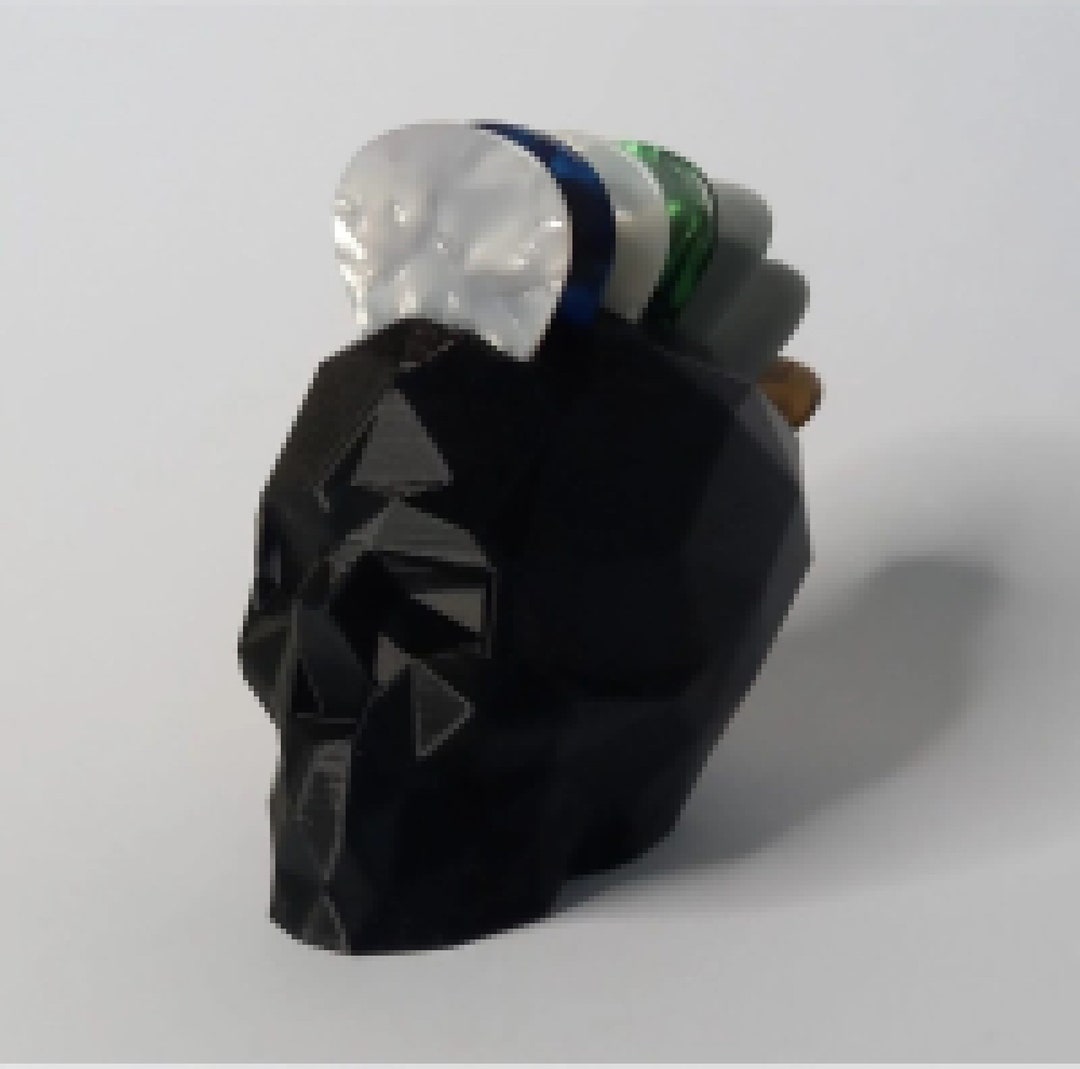 Skull Guitar Pick Holder Black Mohawk Etsy