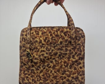 Vintage 90s Mini Purse Cheetah Animal Print Square Liz Claiborne Handbag D48