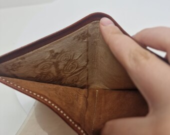 Portachiavi In Pelle Vintage Marrone Chiaro - Custodia Tripiega 6 Chiavi - NOS