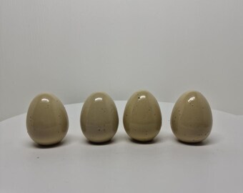 Set van 4 VTG dummy kippeneieren keramiek lichtbruin gespikkeld boerderij landelijk