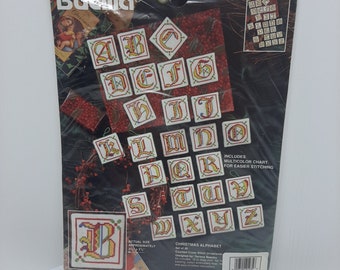 VTG Bucilla 1995 Christmas Alphabet Ornament Counted Cross Stitch Kit #83228 D22