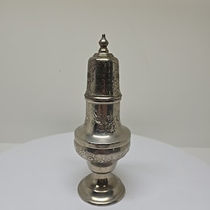 Antique Silver Plate Baluster Shape Sugar Shaker Caster Floral Motif D37