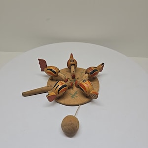 Chicken Pecking Primitive Hand Toy Handmade Rustic Wood Paddle Nostalgic Game Chicken Pecking Primitive Hand Toy Handmade Rustic Wood Paddle Nostalgic Game