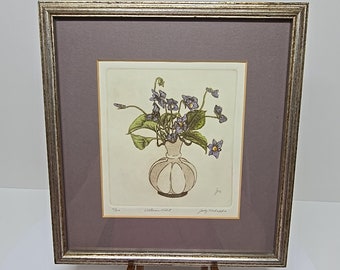 Jody Mehaffie Victorian Violets 61/300 10" x 9" great shape, Limited, signed D21