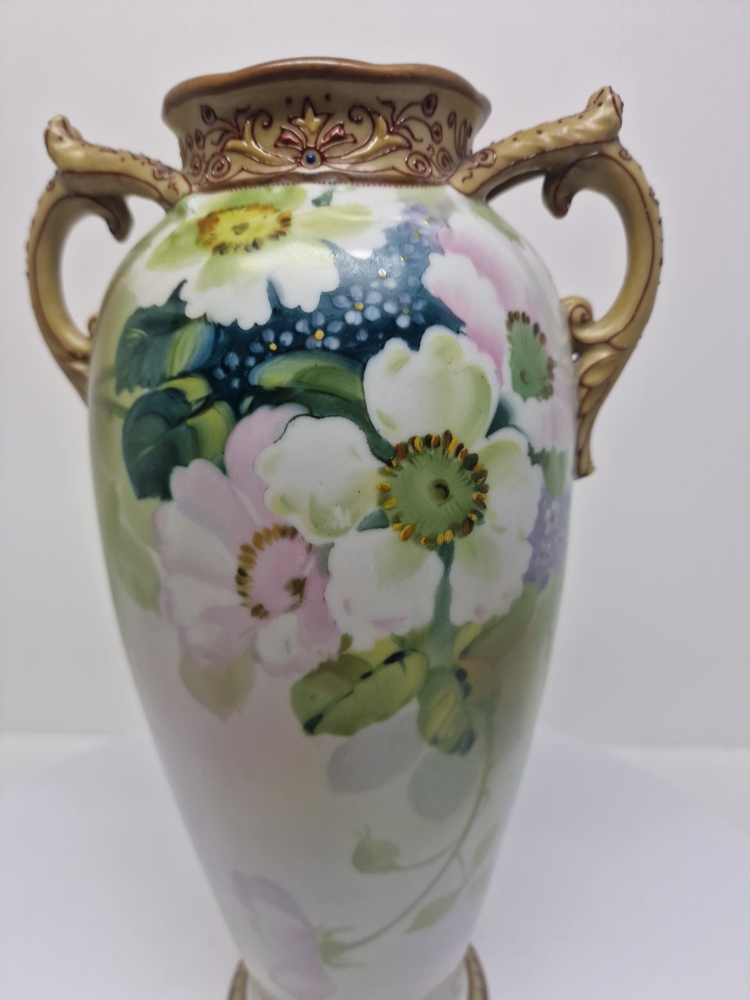 オールド・ニッポン 盛上花文花瓶 L.R NIPPON U1175-1 工芸品