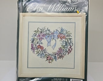 Elsa Williams Counted Cross Stitch Kit HEARTFELT WREATH 02044 NIP D43