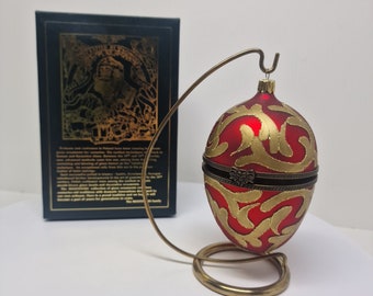 MOSTOWSKI社 オルゴールオーナメント Mostowski Komozja Hand Blown Hinged Musical Egg Christmas Ornament
