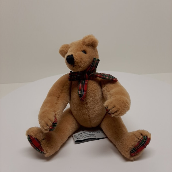 FAO Schwarz Fifth Avenue Teddy Bear Tartan Plaid Bow Paws Mini Thin Christmas