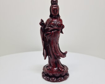 Vintage Hand Carved Red Resin Oriental Asian Buddha Figurine Statue 6"H D52