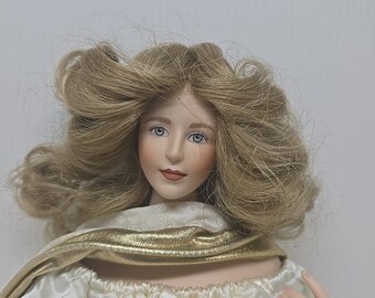 1987 Porcelain Christmas Angel Franklin Heirloom Doll D20