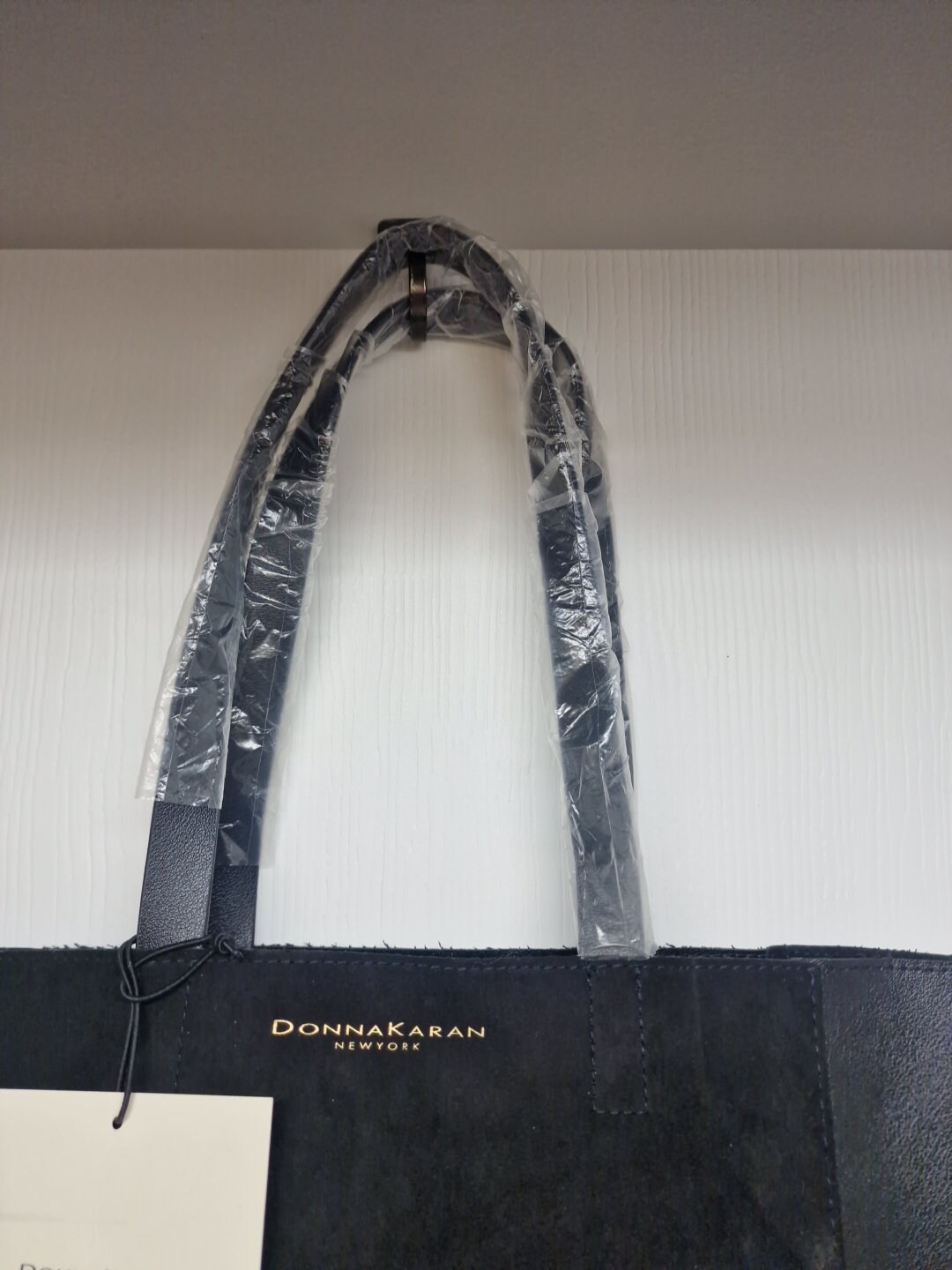DONNA KARAN New York Large Tote Bag Cashmere Mist Black Designer 