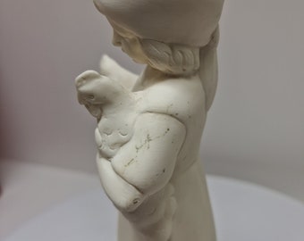 Prof.G.Bessl 三美神像　ゼウスの娘たち　イタリア製　ヴィンテージ Rare Sculpture 10.5''T Girl With Bird Stone Lite by Studio