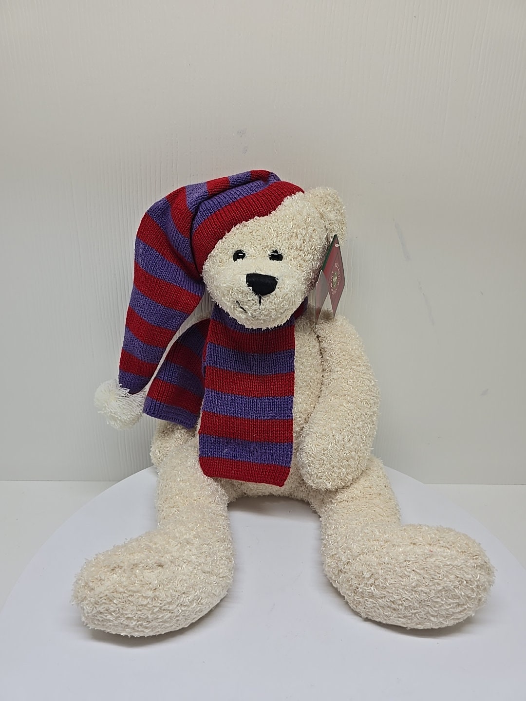 Animal Adventure Plush White Bear Stuffed Animal Red Purple Scarf